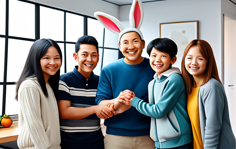 **

"A group of diverse friends standing together, supporting Konji Rabbit.  They are smiling and appear to be in a brightly lit, friendly environment.  One friend is offering Konji Rabbit a helping hand.  Style:  Warm, inviting, cartoon illustration, family-friendly, safe for work, fully clothed, appropriate content, professional."

**