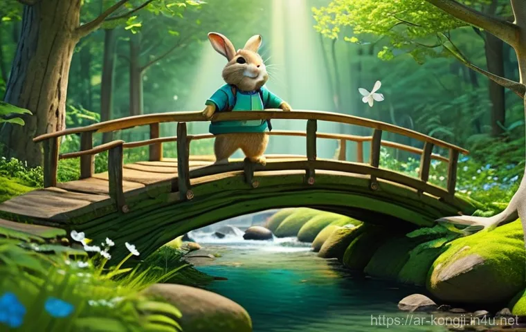 콩지래빗 관련 서적 - **Prompt: "Konji Rabbit and her friends demonstrating teamwork in a vibrant, sunlit forest. Konji, a...