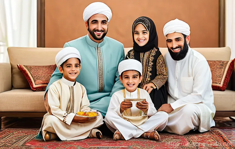 콩지래빗 캐릭터 상품 마케팅 - **Prompt for Kongji at an Arabic family gathering:**
"A heartwarming and vibrant scene depicting...