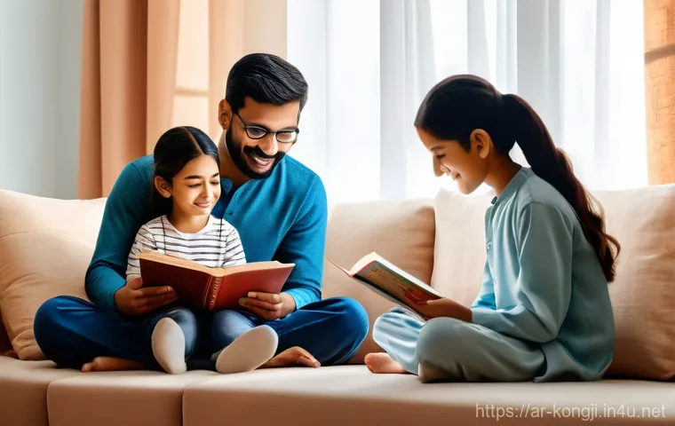 콩지래빗 연재 스케줄 - **Prompt 1: Family Story Time with Kongji Rabbit**